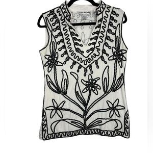VTG Lauren Michelle Art to Wear Abstract Floral Sleeveless Blouse Size Small